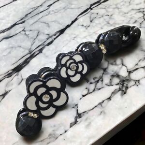 Luxury Camellia Flower Black Bead Hair Claw Clip